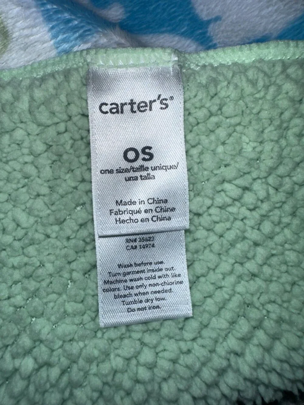 Carters Elephants Baby Blanket Blue And Green Plush Green Sherpa Backing
